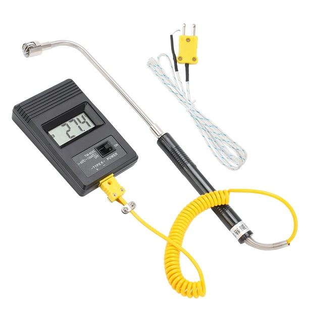 Termómetro digital industrial con pantalla LCD y sensor de superficie de vástago curvo TM-902C, de -50 a 500 °C