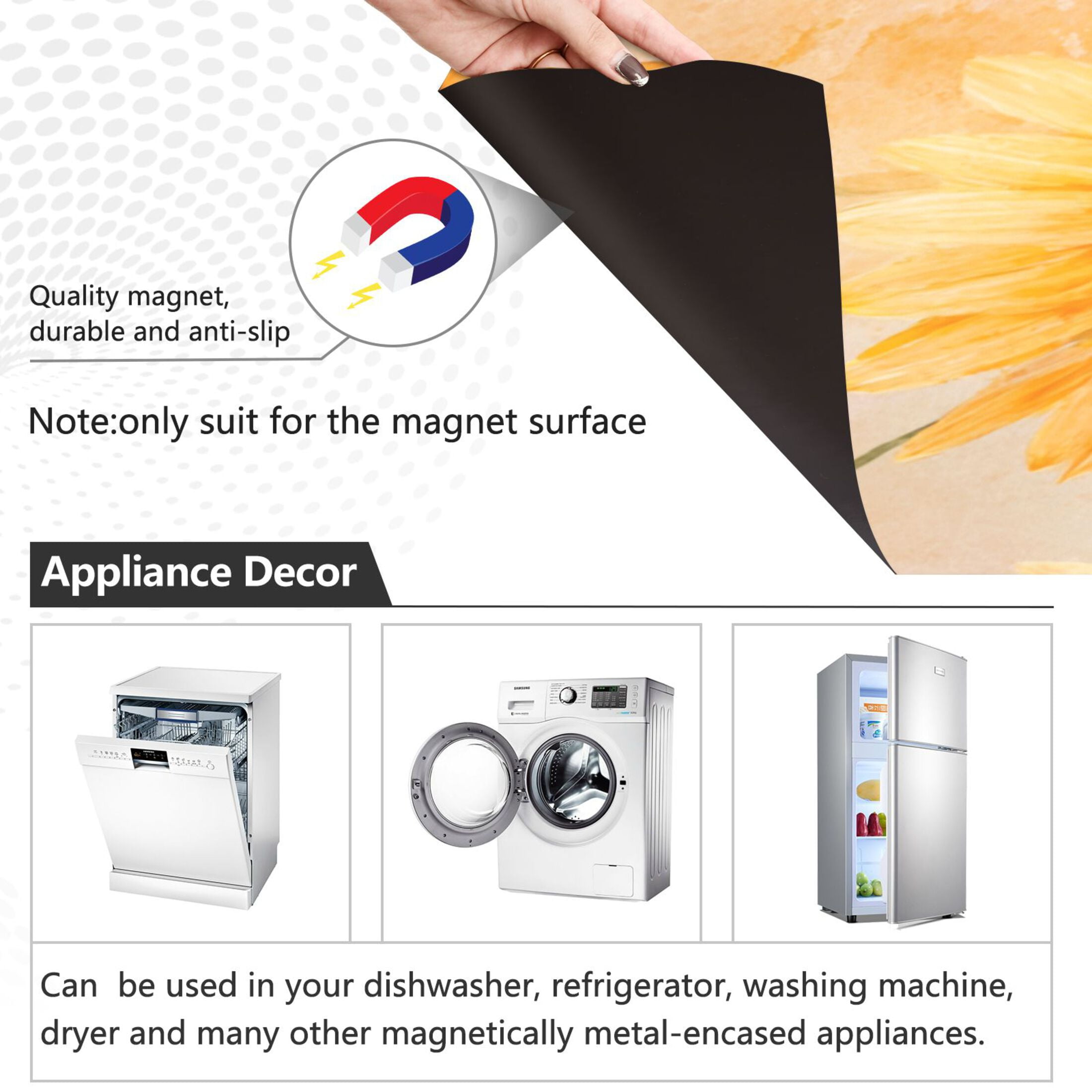 Dishwasher Magnetic Refrigerator Magnet Cover Sticker Home Decorative 23"x26" Pastel-toned Sunflowers Pattern