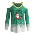 thumbnail image 1 of Blusa informal de manga larga con cuello en V y hombros descubiertos para mujer a la moda navideña Pompotops  gfhjh20319, 1 of 3