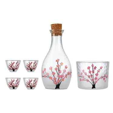 jicheng Glass Sake Set Japanese Cold Sake Glasses for Wedding Kitchen Birthday