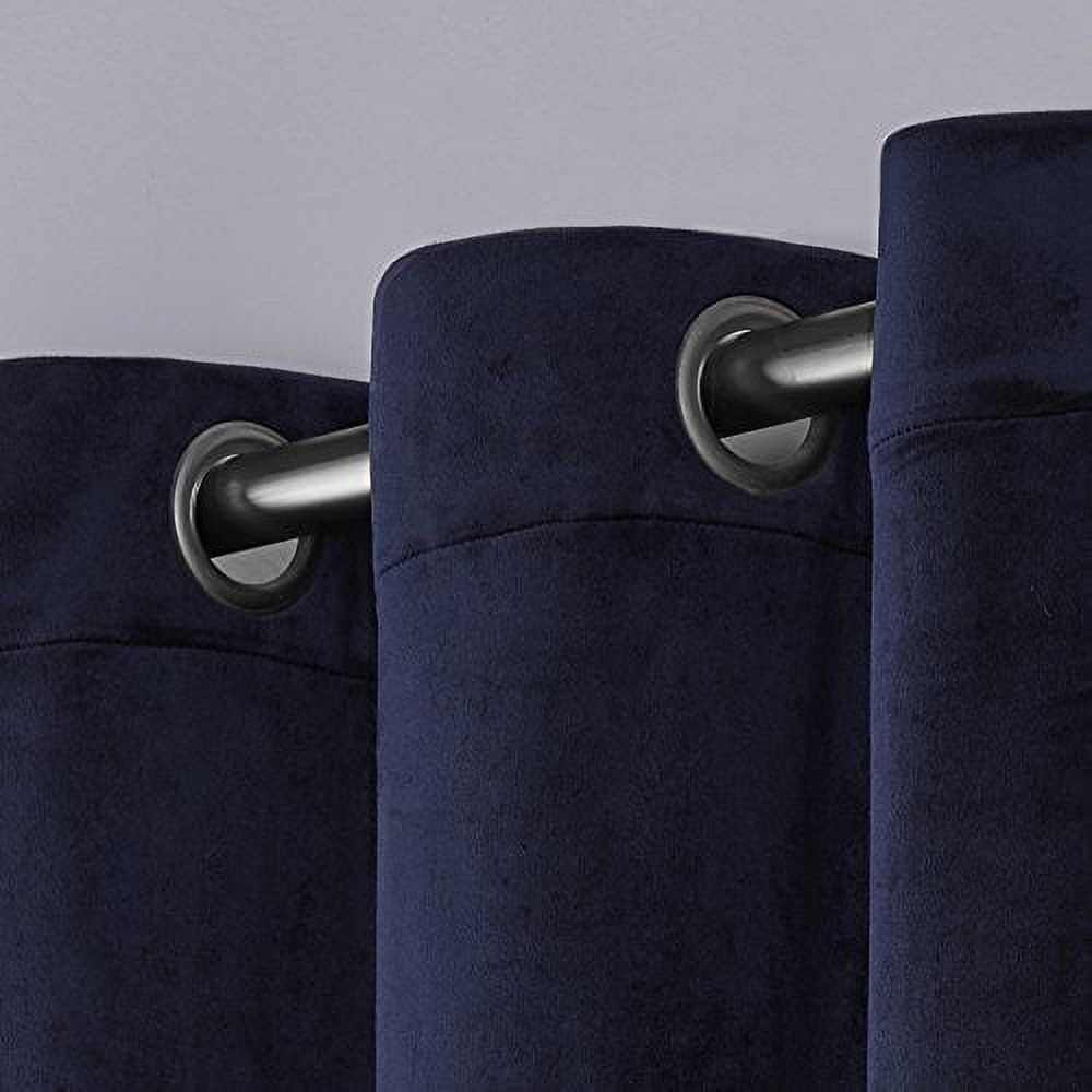 Exclusive Home Velvet Heavyweight Light Filtering Grommet Top Curtain Panel Pair, 54"x108", Navy