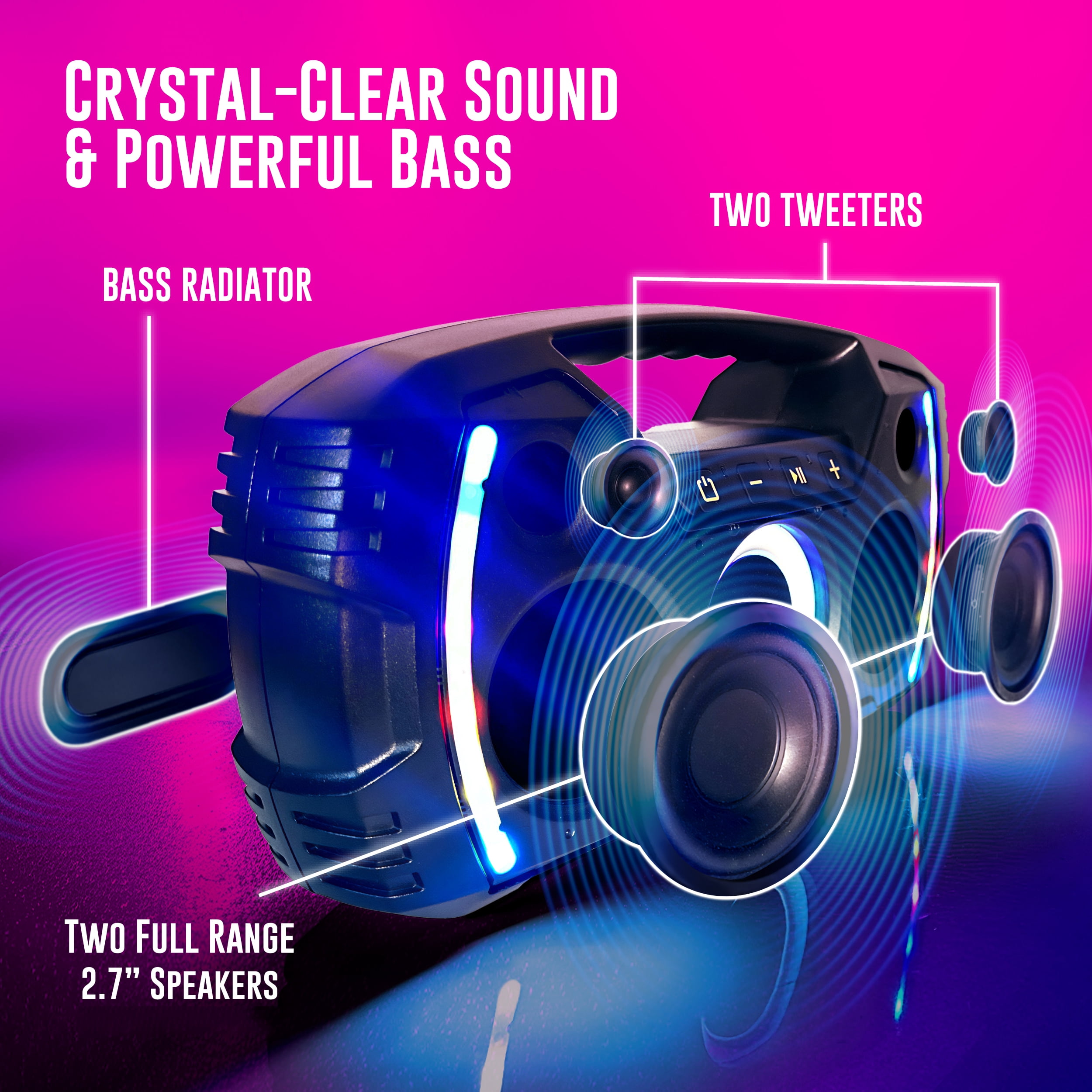 BT ZX-35 Portable Recharageable Bluetooth Waterproof speaker with party light, IPX7