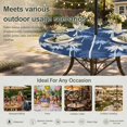 thumbnail image 6 of Round Outdoor Tablecloth with Umbrella Hole and Zipper, Tropical Palm Tree Tablecloth with Elastic Waterproof, Navy Blue White Plants Coastal Leaf Patio Table Covers for 45" - 54" Picnic Pool Tables, 6 of 9