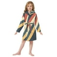 thumbnail image 6 of FORMRS Niños Bathrobe Unisex Hooded Robe Soft Plush Pajamas Sleepwear, Size 2-3T, Beige Stripes, 6 of 7
