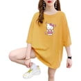 thumbnail image 2 of Hello Kitty nuevo verano de talla grande Top de algodón para niños niñas holgada con estampado cubierta del vientre Camiseta de manga corta con cuello redondo, 2 of 5