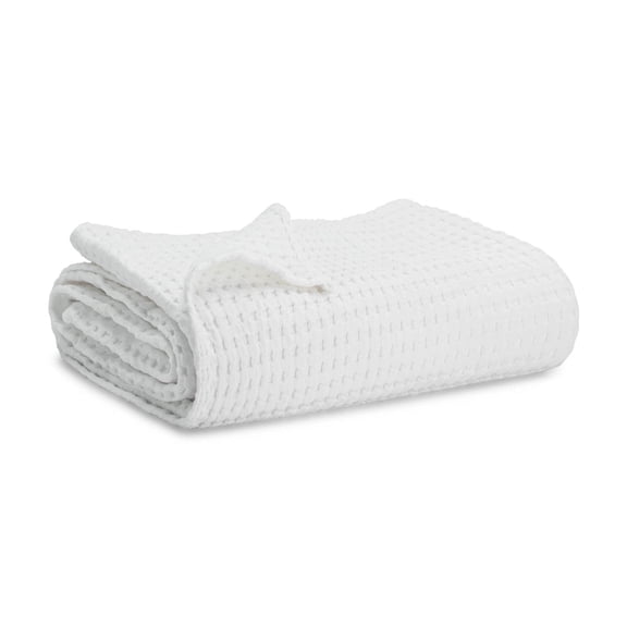 Comfy Cubs Waffle Weave Blanket - 40” x 40” - 100% Cotton Soft, Lightweight Baby Blanket, White