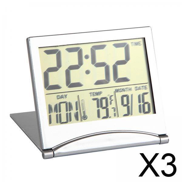 Reloj Despertador De Viaje 3xDigital, Temporizador, Modo De Repetición, Calendario, Reloj De Noche Plegable