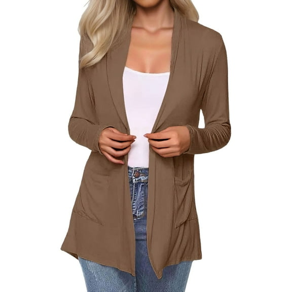 Womens Casual Lightweight With Pocketes Long Sleeve Open Front Cardigan Chiffon Cardigan plus Size Cardigans for Women 3x Cardigan Women Fall Sweat Coat for Women Braid Front Cardigan Sweater for