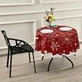 thumbnail image 7 of Coolnut 60" Christmas Snowflakes Round Tablecloth, Waterproof Stain and Wrinkle Resistant Washable Decorative Table Covers for Kitchen Dining Tabletop Party Outdoor Picnic, 7 of 7