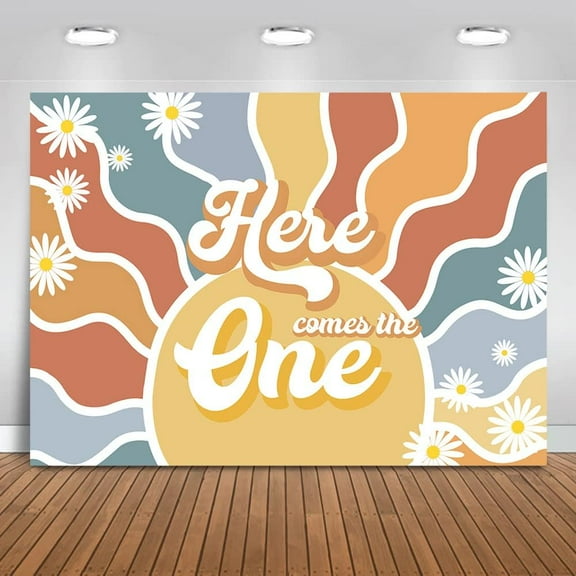 Sunshine 1st Birthday Backdrop Here Comes The One Background Retro Boho Sun Boy First Birthday Party Decorations Banner Photo Studio Props