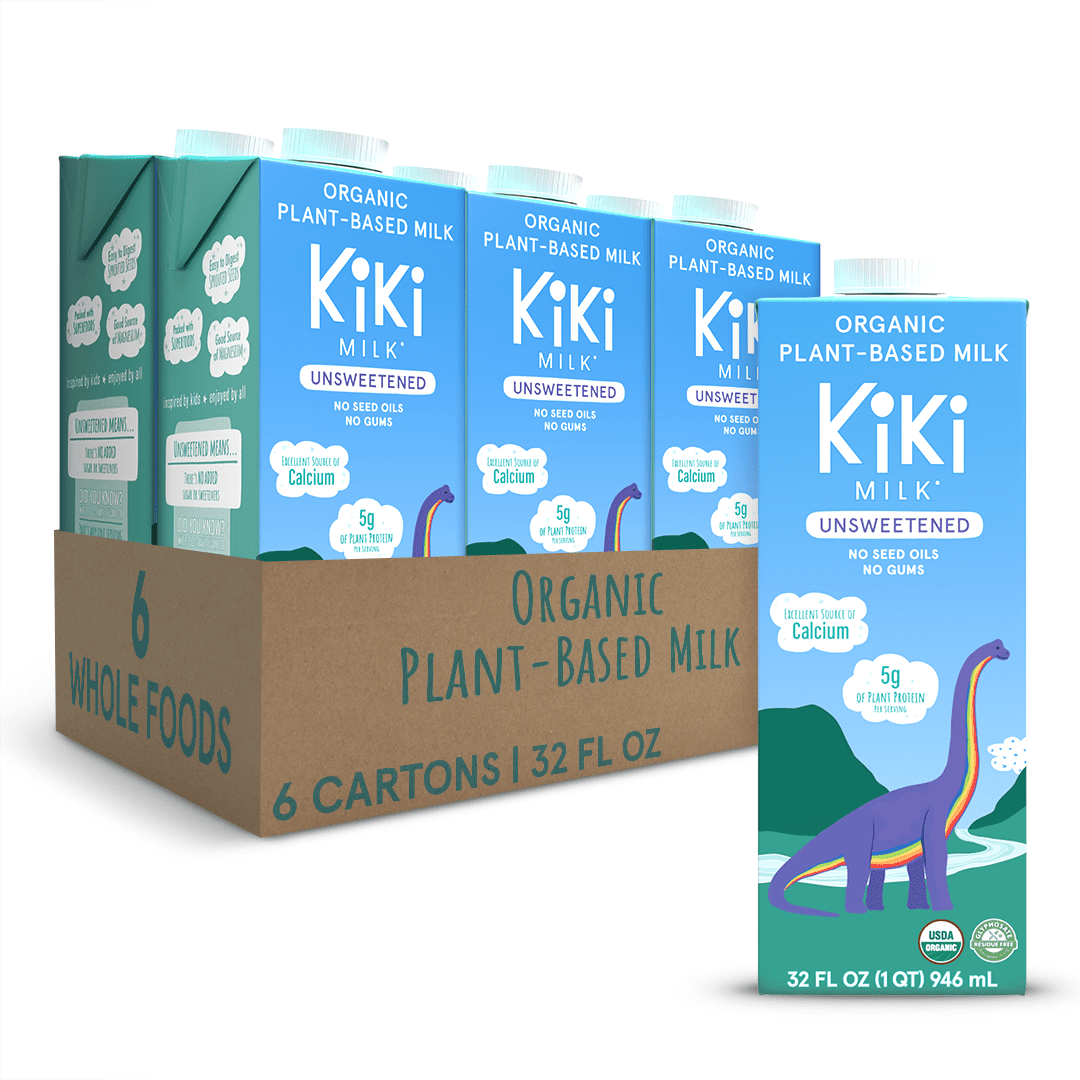 Unsweetened Kiki Milk - Organic - Calcium & Magnesium Source - Gluten-Free Gum Free GMO Free Dairy Free Soy Free Glyphosate Free - Shelf Stable - (32 oz • pack of 6)