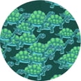 thumbnail image 1 of Ahgly Company Machine Washable Indoor Round Transitional Medium Teal Green Area Rugs, 8' Round, 1 of 7