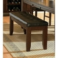 thumbnail image 2 of Wood & Bi Cast Vinyl 60" Bench With Tufted Seat, Dark Brown- Saltoro Sherpi, 2 of 4