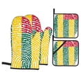 thumbnail image 1 of Togo Flag Oven Mitts And Pot Holders Sets Baking Sets For Kitchen Bbq Gloves Heat Resistant Cooking Fingerprint Country Pride Identity 4 Pcs, 1 of 8