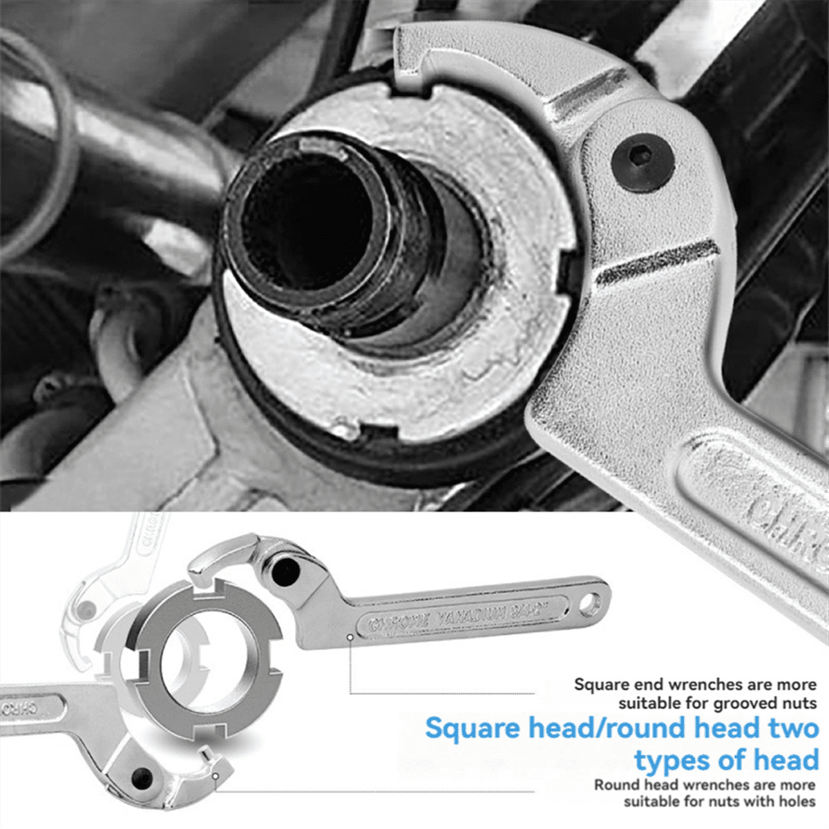 Crescent Wrench Set Adjustable C-Pin Wrench Hook Wrench for Tightening and Locking of Vehicle Mechanical Square Heads