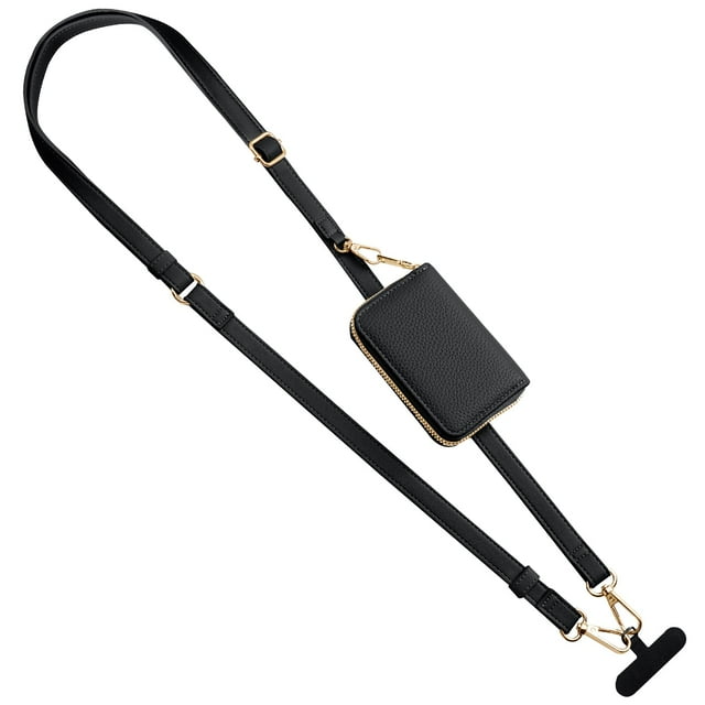 Cordón para teléfono TimoVo con correa corporal y funda de piel tipo cartera
