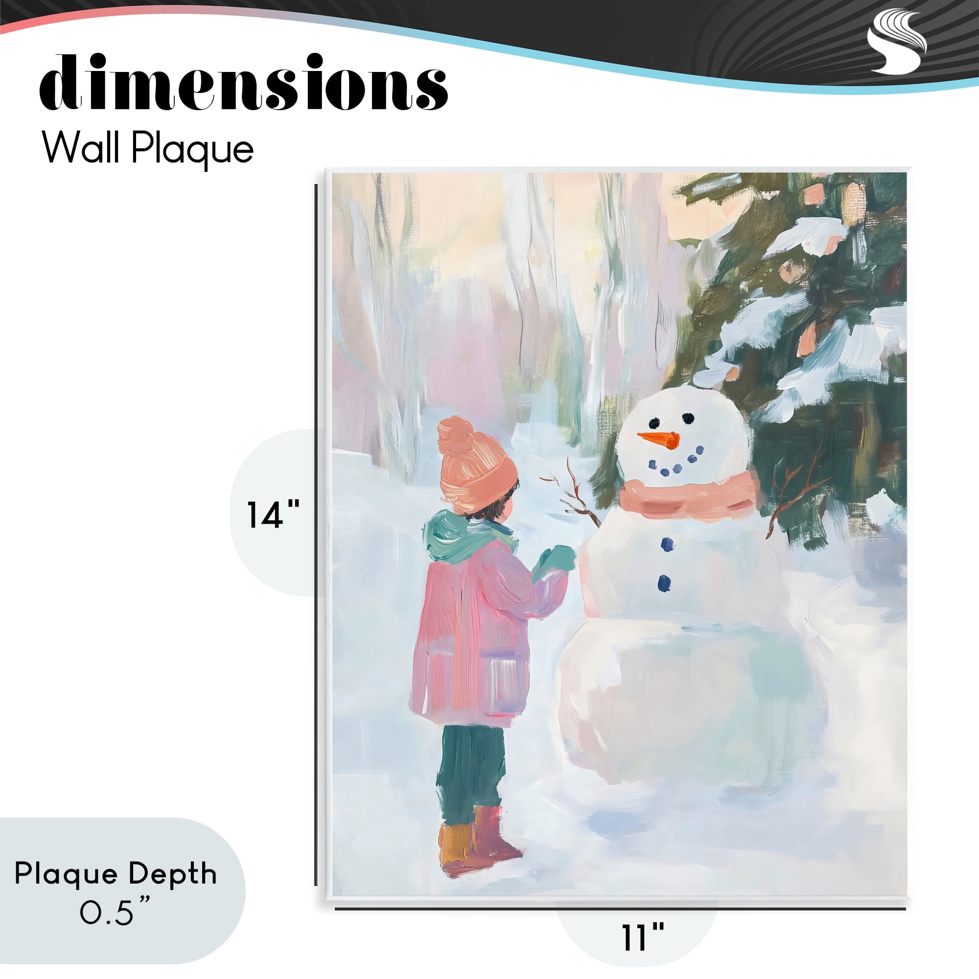 Stupell Industries Girl & Snowman in Winter Wall Plaque Art, design by The Prints Vibe