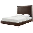 thumbnail image 1 of Posh Living Tristan Leather Platform King Bed Frame with Nailhead in Espresso, 1 of 9