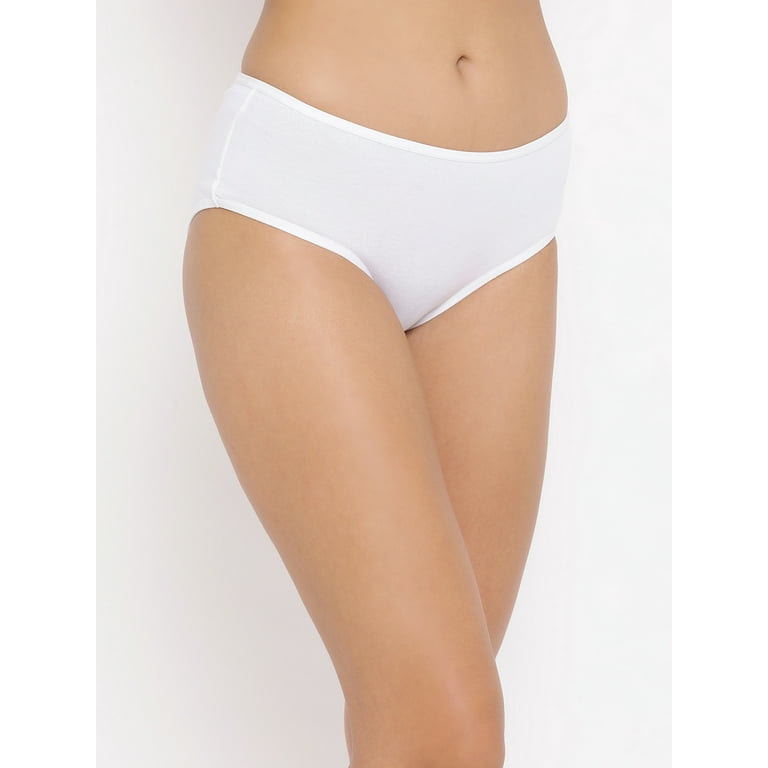 Clovia Mid Waist Hipster Panty in White - Cotton 