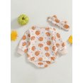 thumbnail image 4 of Suealasg Halloween Baby Girls Clothes Newborn Girls Fall Long Sleeve Crew Neck Bodysuit 3 6 12 18 Months Infant Girls Pumpkin Print Sweatshirt Romper, 4 of 8