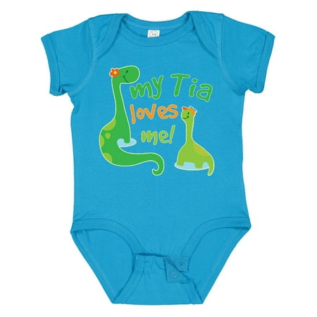 

Inktastic My Tia Loves Me Dinosaur Gift Baby Boy Bodysuit