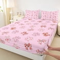 thumbnail image 4 of Erosebridal Cute Pet Paws Queen Sheet Sets for Kids, Pink Bow Knot Bed Set for Girls, 1 Flat Sheet, 1 Fitted Sheet and 2 Pillowcases, 4 of 5
