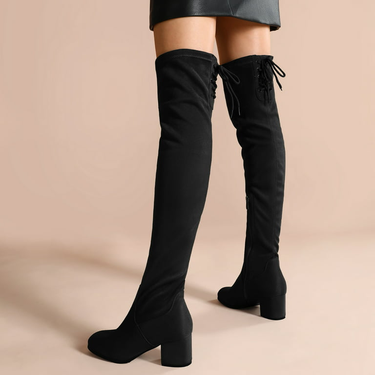 achter Het hotel impuls DREAM PAIRS Women's Over The Knee Thigh High Chunky Heel Boots Long Stretch  Sexy Fall Boots LAURENCE BLACK Size 8.5 - Walmart.com