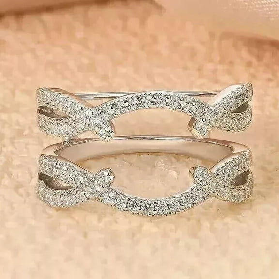 2 Ct Round Cut Lab Created Diamond Wrap Enhancer Ring 14k White Gold Plated