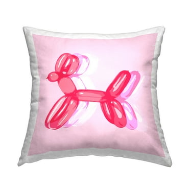 Stupell Industries Pink Balloon Animal Square Decorative Printed Throw Pillow, 18 x 18