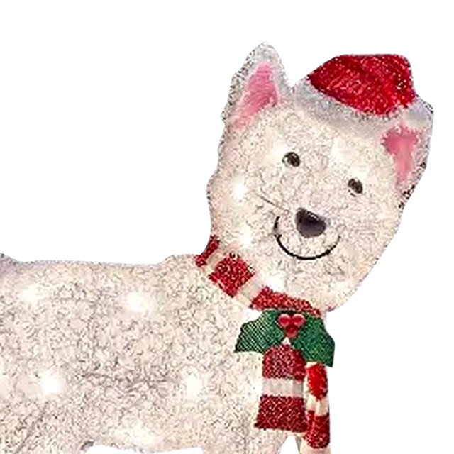 Adornos de perros brillantes de invierno con sombrero de Navidad LED fiesta al aire libre (C)