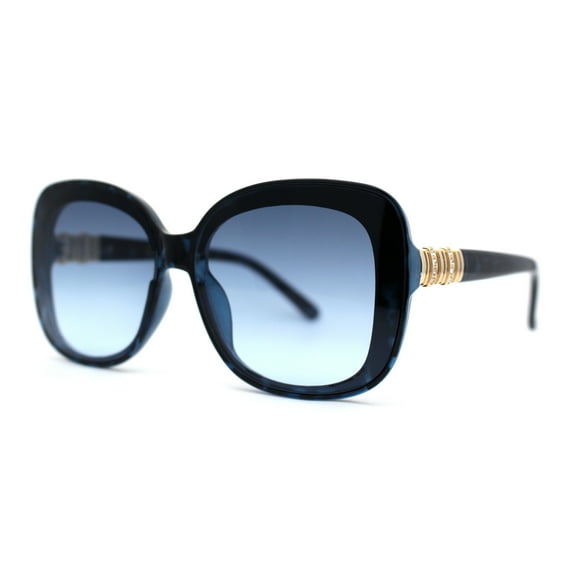 Womens Rhinestone Jewel Hinge Oversize Butterfly Designer Sunglasses Blue Tortoise