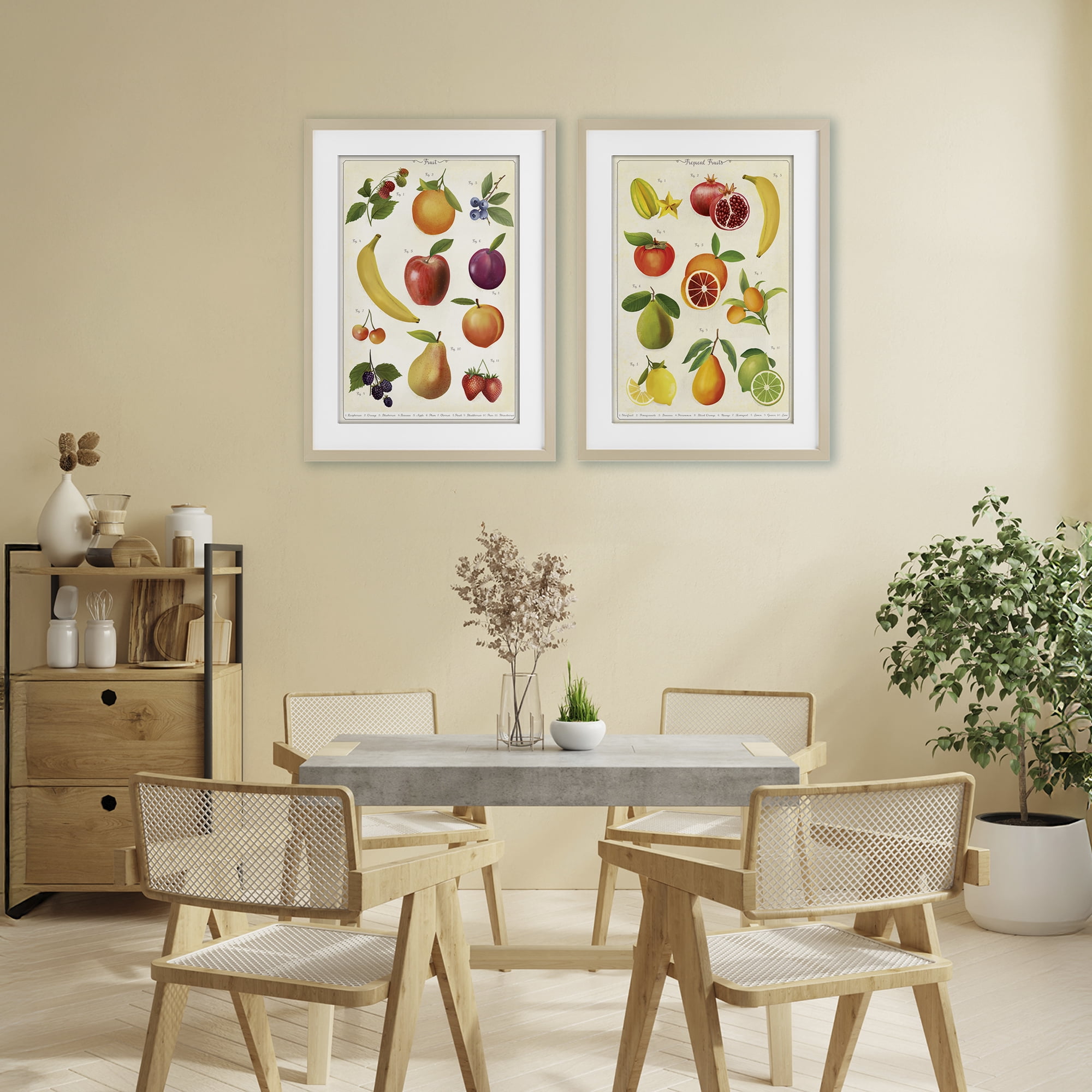 Stupell Industries Kitchen Studies Fruit 2 Piece Birch Framed Print Under Glass Set, design by Diane Neukirch