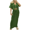 thumbnail image 2 of Sakmal Cutout Sundresses for Women 2024 Solid Sexy Green Short Sleeve Comfort Fit Long Sundress, 2 of 5
