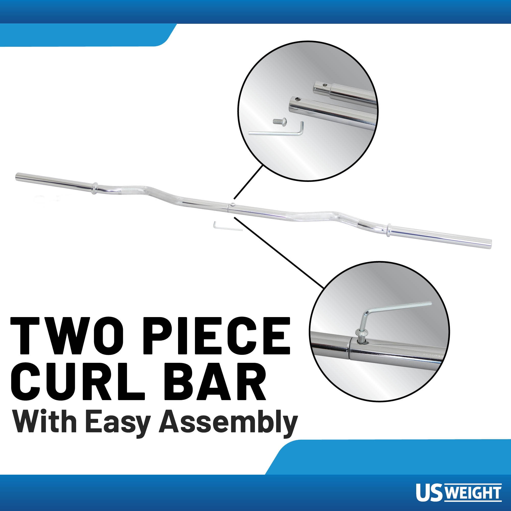 US Weight 60lb Curl Bar Weight Set with Spring Clips – Adjustable Workout Set for Home Gym