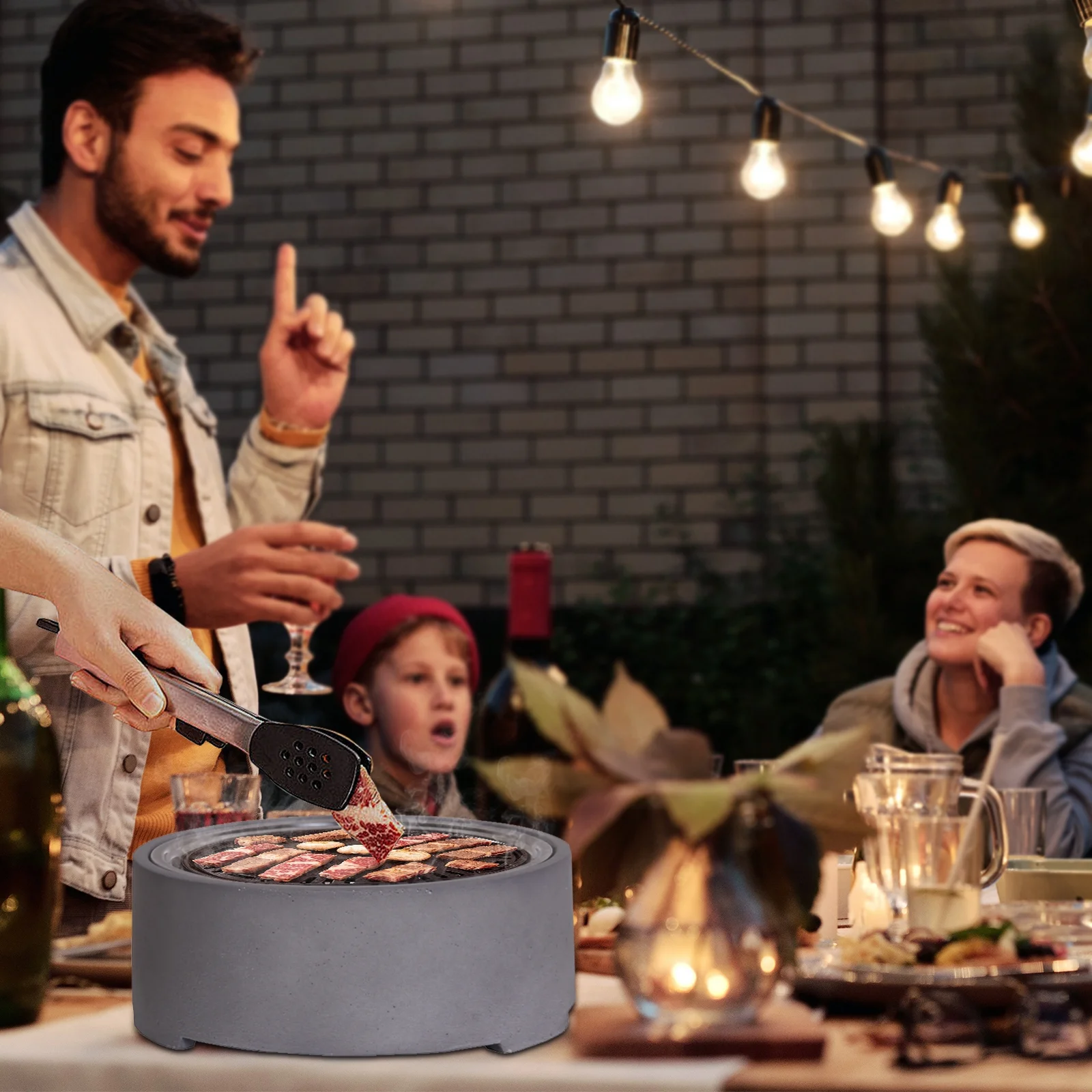 Afterglow 15 Inches Charcoal Grill Barbecue Smoker Stove Tabletop BBQ Outdoor Party for Patio Garden Backyard Decking Camping, Gray