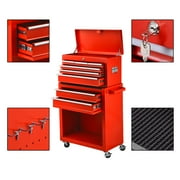 Odaof 8 Drawer Mechanic Tool Chest with Wheels Heavy Duty Rolling Tool Box Cabinet with Riser Sliding Drawers Keyed Locking System Top Detachable Toolbox Organizer for Workshop Red