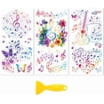 thumbnail image 1 of Calcomanía de transferencia para frotar sobre muebles, decoración artesanal, 6" x 12", notas musicales coloridas, 3 piezas, resistente al agua, UV, DTF, transferencia, 1 of 9