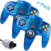 Miadore 2Pack Classic N64 Controller, Wired N64 Gamepad with Upgraded Joystick Remote for N64 Video Games System(Clear Blue)