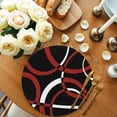 thumbnail image 2 of Red Geometric Round Placemats Set of 8 for Dinning Tables,Heat-proof Braided Table Mats 15 Inch,Vintage Abstract Stripes Aesthetic Art Washable Place Mat for Kitchen Restaurant Party Table Decor, 2 of 9