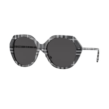 Burberry BE 4375 Plastic Womens Irregular Sunglasses Check White/Black 55mm Adult