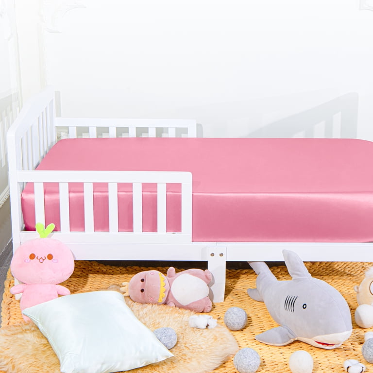 NT Bay Silk Satin Fitted Crib Sheets, 2-Pack, Pink photo 4
