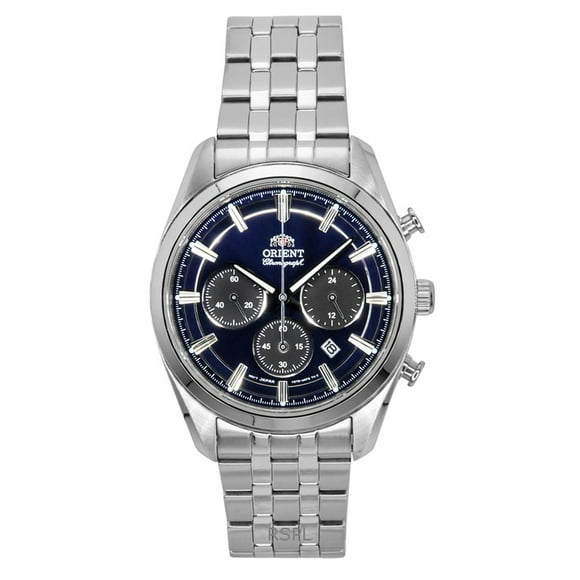 Orient Chronographe Contemporain en Acier Inoxydable, Cadran Bleu Marine, Quartz, RA-TX0303L, Montre pour Homme