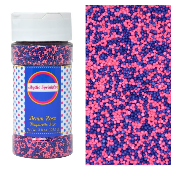 Mystic Sprinkles Denim Rose Nonpareils Mix 3.8 Ounce Bottle