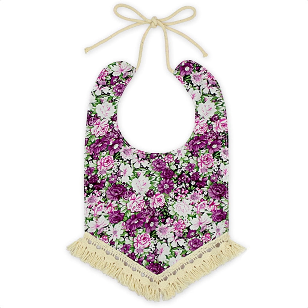 Baby Printed Waterproof Cotton Bib with Fringe Triangle Bibs