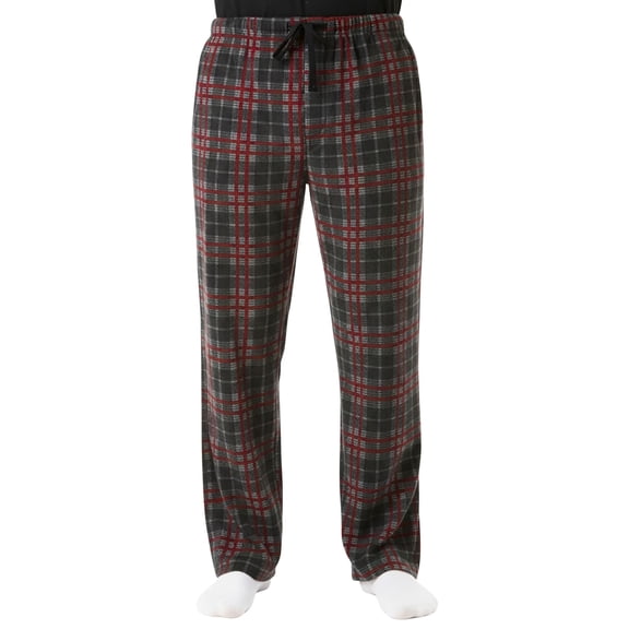 #followme Microfleece Mens Buffalo Plaid Pajama Pants with Pockets (Red, Grey & Black Plaid, Medium)
