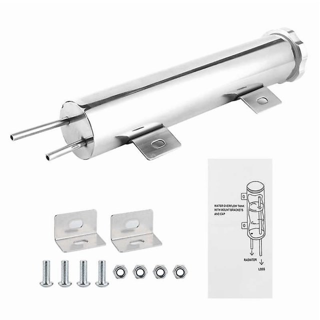2x10in Universal Car Coolant Radiator Overflow Tank Catch Can Polished Stainless Steel 14oz Fit For Gm Engine Car Accesories