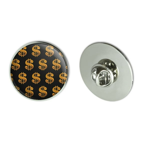 Gold Dollar Sign Money Pattern Metal 1.1" Tie Tack Hat Lapel Pin Pinback