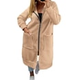 thumbnail image 3 of PNTUTB Fall Winter Women's Longline Coat Hooded Full Zip Outwear Soild Color Casual Loose Comfortable Trendy Coats with Pockets, 3 of 7