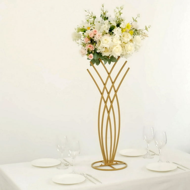 Gold Metal Floral Arch Frame Table Centerpiece Stand With Curvy Design,  Large Table Display 38