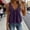 Purple, variant on Women's Vertical Stripe V Neck Sleeveless Layering Waistcoat, Chest Pocket Button Down Casual Vest Top Wine M